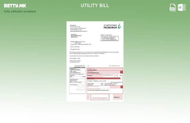 Модерен стил, шаблон за зборови за комунални сметки на Австрија Stadtwerke Feldk